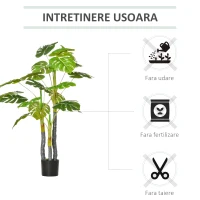 HOMCOM Monastera Planta Artificiala de Interior si Exterior, Planta Artificiala cu efect Realist cu 20 de Frunze, 120 cm(m-6)