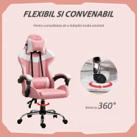 Vinsetto Scaun Gaming Ergonomic cu Tetiera Inaltime Reglabila Rabatabil(m-6)