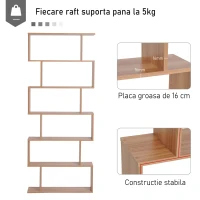 HOMCOM biblioteca cu 6 rafturi, design modern, 80x23x192cm(m-4)
