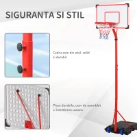 HOMCOM cos baschet, portabil, reglabil, 69x69x216-261,5 cm(m-5)