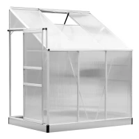 Outsunny 6 x 4FT Aluminum Lean to Greenhouse Garden Sun room Warm House Enclosure with Sliding Door and Top Window(m-1)