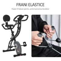 Homcom Bicicleta Fitness Pliabila – Cu Spatar, LCD & Benzi Elastice(m-5)