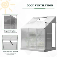 Outsunny 6 x 4FT Aluminum Lean to Greenhouse Garden Sun room Warm House Enclosure with Sliding Door and Top Window(m-5)