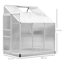 Outsunny 6 x 4FT Aluminum Lean to Greenhouse Garden Sun room Warm House Enclosure with Sliding Door and Top Window(m-3)