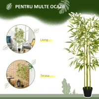 Outsunny Planta Artificiala de Bambus cu Ghiveci Inclus pentru Interior si Exterior 120cm(m-5)