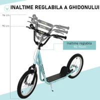 HOMCOM Trotineta ghidon reglabil anvelopa gonflabila frana dubla pentru 5+ ani(m-5)