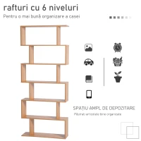 HOMCOM biblioteca cu 6 rafturi, design modern, 80x23x192cm(m-5)