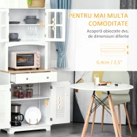 Homcom Bufet Bucatarie Lemn Alb – Dulap Spatios cu Design Elegant(m-5)