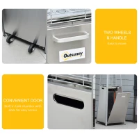 Outsunny Heater for Camping in Tent, 11.2KW Stainless Steel Garden Freestanding Tower Heater w/Wheels Cover Silver(m-5)