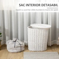 Homcom Cos Rufe din Rachita Alba – Cu Capac & Sac Lavabil(m-5)