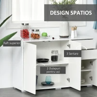 HOMCOM Dulap Multiuz 2 Sertare si 2 Compartimente cu usa Deschidere prin apasare, Alb(m-4)