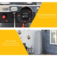 Outsunny Heater for Camping in Tent, 11.2KW Stainless Steel Garden Freestanding Tower Heater w/Wheels Cover Silver(m-6)