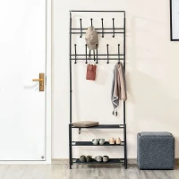 HOMCOM Portant vêtement Porte-Manteaux vestiaire d'entrée Style Contemporain Multi-rangements 67L x 30l x 185H cm Noir(m-4)