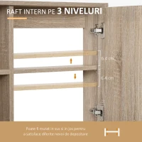 kleankin Dulap cu oglinzi cu raft reglabil montare pe perete culoarea stejarului(m-6)