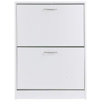 HOMCOM Schuhkipper Schuhschrank Schuhständer Schuhregal mit 2 Klappen 10–12 Paar Spannplatte Weiß 60 x 24 x 80 cm(m-7)