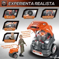 HomCom Cabina de camion, jucarie cu motor si 61 de accesorii, 3-5 ani(m-9)
