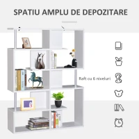 Homcom Mobilier Librarie cu 5 rafturi 12x28,6x160cm(m-5)