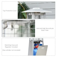 Outsunny Heater for Camping in Tent, 11.2KW Stainless Steel Garden Freestanding Tower Heater w/Wheels Cover Silver(m-7)