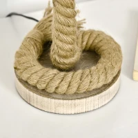 HOMCOM Nautical Style Table Lamp with Fabric Lampshade, Twisted Rope Bedside Lamp for Bedroom, Study Room, Living Room, Beige(m-9)