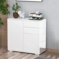 HOMCOM Dulapior Multifunctional 2 Sertare si 2 Dulapioare Deschidere prin Presiune(m-8)