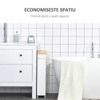 kleankin Dulapior Mobil pentru baie economisire spatiu roti raft manere laterale alb(m-5)