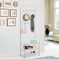 HOMCOM Portant vêtement Porte-Manteaux vestiaire d'entrée Style Contemporain Multi-rangements 67L x 30l x 185H cm Blanc(m-10)