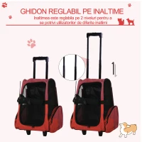 PawHut trolley 2 in 1 pentru animale, 35x27x49cm, rosu(m-6)