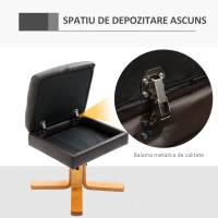 HOMCOM fotoliu rabatabil cu taburet, 80×99×86cm, maro(m-5)