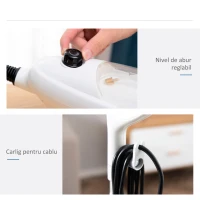 HOMCOM Mop electric cu aburi cu 11 accesorii, rezervor 450 ml, 1330 W – alb(m-8)