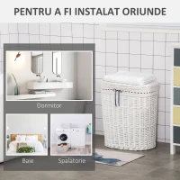 Homcom Cos Rufe din Rachita Alba – Cu Capac & Sac Lavabil(m-7)
