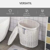 Homcom Cos Rufe din Rachita Alba – Cu Capac & Sac Lavabil(m-4)