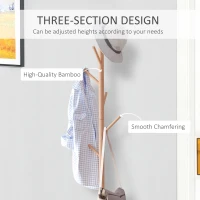 HOMCOM 71" Coat Rack Storage Bench Hallway Tree Hat Hanger Entryway Stand Bamboo MDF(m-6)