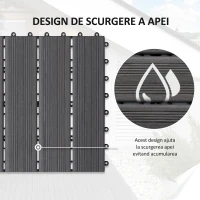 Outsunny, gresie exterior, set de 11 placi, 30x30x2.2 cm, gri(m-4)