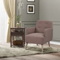 HOMCOM Upholstered Armchair, Living Room Chairs with Birch Wood Legs, Thick Padding and Button Mid-Back, Brown(m-2)
