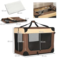 PawHut 91cm Foldable Pet Carrier, with Cushion, for Medium Dogs and Cats - Brown(m-3)