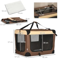 PawHut 81cm Foldable Pet Carrier, with Cushion, for Medium Dogs and Cats - Brown(m-3)