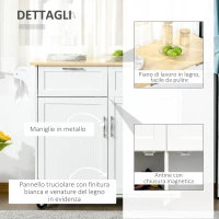 HOMCOM Carrello da Cucina Multiuso in Legno con 2 Cassetti, 104x46x91cm - Bianco(m-7)