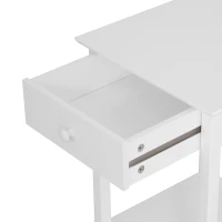 HOMCOM Plant Stand Table, Wooden W/ Drawer Shelf Storage Multipurpose End Side White(m-6)
