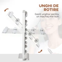 HOMCOM Oglinda pentru make-up, cu iluminare, inclinabila, cu 12 lumini LED si luminozitate reglabila, alb(m-4)