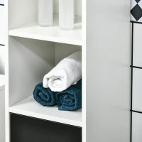 kleankin Freestanding Tall Bathroom Storage Cabinet, Floor Tallboy Cupboard Unit with Adjustable Shelves and Door Cabinet, White(m-10)