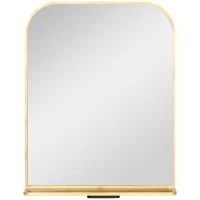 HOMCOM Wandspiegel mit Ablage, Rahmen aus Kiefernholz, 56 cm x 12 cm x 71,6 cm, Natur(m-1)