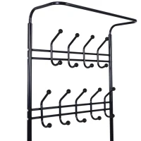 HOMCOM Portant vêtement Porte-Manteaux vestiaire d'entrée Style Contemporain Multi-rangements 67L x 30l x 185H cm Noir(m-8)