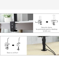 Vinsetto Suport pentru Monitor Dublu pentru Birou Inaltime si Inclinare Reglabile(m-7)