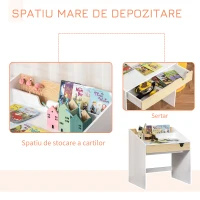 HomCom birou tip biblioteca, pentru copii, 70x50x75 cm, alb(m-7)