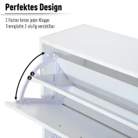 HOMCOM Schuhkipper Schuhschrank Schuhständer Schuhregal mit 2 Klappen 10–12 Paar Spannplatte Weiß 60 x 24 x 80 cm(m-5)