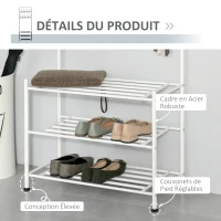 HOMCOM Portant vêtement Porte-Manteaux vestiaire d'entrée Style Contemporain Multi-rangements 67L x 30l x 185H cm Blanc(m-5)