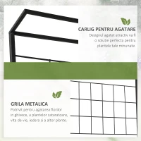 Raft Suport pentru plante Outsunny cu 3 Etajere di Panou Posterior, Jardiniera Verticala pentru Plante Cataratoare, din Metal Negru(m-4)