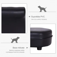 PawHut Canapele pentru caini Chaise Longue Canapea Tapitata pentru Animale, Negru, 82.5x45x41.5cm(m-5)
