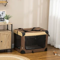 PawHut 81cm Foldable Pet Carrier, with Cushion, for Medium Dogs and Cats - Brown(m-2)