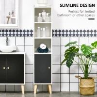 kleankin Freestanding Tall Bathroom Storage Cabinet, Floor Tallboy Cupboard Unit with Adjustable Shelves and Door Cabinet, White(m-4)